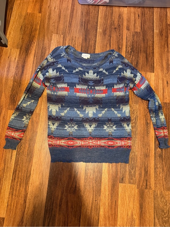 Denim & Supply Ralph Lauren Sweaters - Vintage Ralph Lauren Blue Patterned Aztec-Print Women's Sweater